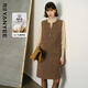 顏域咖色小香風(fēng)毛呢連衣裙女裝2024冬季中長(cháng)款寬松背心裙 咖色 M/38