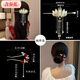 含春花輕奢天使之翼組合發(fā)簪復(fù)古風流蘇簪子漢素日常發(fā)釵新款甜美發(fā)飾 H-翅膀發(fā)簪兩件套+3朵紅玫瑰珍珠