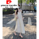 皮爾卡丹（pierre cardin）慵懶風(fēng)裙子女夏季2025新款露背吊帶連衣裙女寬松海邊度假溫柔長(zhǎng)裙 杏色 M