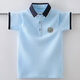 伴1號（BANYIHAO）男童短袖T恤夏季夏天衣服翻領POLO衫棉寬松兒童上衣男孩中大童 淺藍色 150