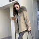 SOEM 派克服女2025冬季新款獺兔毛內膽可拆卸中長(cháng)款小個(gè)子真毛皮草外 軍綠色 羽絨袖 L 115-130斤