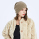 7PM針織帽女士羊絨后托堆堆毛線(xiàn)帽女秋冬保暖羊絨帽子女冬簡(jiǎn)約休 卡其色 均碼