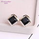 寶曼丹 BORMENDAM水晶耳釘女氣質(zhì)時(shí)尚高級感輕奢小眾優(yōu)雅風(fēng)百搭女士四方形耳飾耳環(huán) 黑色
