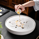 靜瓷齋白色陶瓷茶盤(pán)圓形儲水茶臺 家用現代簡(jiǎn)約小型泡茶托盤(pán) 雅白茶盤(pán)-30cm喜上枝頭