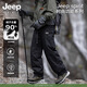 JEEP SPIRIT吉普冬季戶外羽絨褲男女款加厚防風(fēng)機(jī)能滑雪褲保暖三防登山?jīng)_鋒褲 曜石黑【90%白鴨絨-三防科技】 L（建議130-150斤）