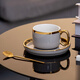 SUCCOHOMEWARE 歐式咖啡杯套裝高檔陶瓷杯禮盒裝帶托盤(pán)輕奢辦公室家用下午茶杯 灰色大金（一杯一碟一金勺）