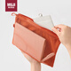 無(wú)印良品（MUJI）再生聚酯纖維 雙拉鏈包 收納袋  橙色M 