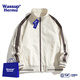 WASSUP HERMU官方潮牌外套男春秋季復古撞色立領(lǐng)運動(dòng)衣服韓版休閑寬松情侶夾克 米白色 XL（推薦體重 145-160斤）