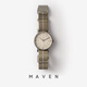 MAVEN 手表男圓盤(pán)40mm MUS瑞士石英傘帶夜光工裝送男友 米白表盤(pán) / 間白線(xiàn)軍綠傘帶 40mm / 20mm表帶