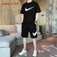 耐克（NIKE）套裝男子夏季新款休閑跑步健身男士t恤短袖短褲運動(dòng)訓練上衣 套裝一單件上裝DC5095-010  XL