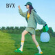 BVX夏季新款運動休閑套裝女寬松網(wǎng)紅減齡薄款跑步長袖上衣短褲兩件套 綠色 M