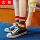 古焦彩虹長(cháng)襪子女四季ins網(wǎng)紅襪潮流中筒襪秋季個(gè)性韓國百搭條紋襪糖果色高筒小腿襪 彩虹高筒4色5雙 情侶均碼(適合35-43碼)