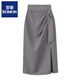 羅蒙（ROMON）夏季半身裙女中長款新款高腰a字西裝裙氣質(zhì)不規(guī)則開叉包臀裙 高端品牌灰色+高檔品牌 L 105-115斤+高檔品牌