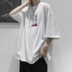 嘉曄短袖T恤男夏季五分袖T恤男士韓版中袖潮流5分短袖上衣服 kpT919 白色 2XL