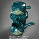 豪祥 紫砂懶人自動陶瓷茶壺沖茶器單個旋轉石磨家用辦公功夫茶具配件 綠釉千里江山泡茶壺+茶海