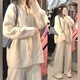 溫柔風(fēng)軟糯毛衣套頭女軟糯學(xué)院風(fēng)針織粉色寬松新款慵懶風(fēng)麻花套頭秋冬季洋氣外穿 米白色（收藏店鋪優(yōu)先發(fā)貨） M碼（95-110）斤