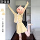 圣保美小香風(fēng)連衣裙春秋季女裝2024新款小個子百褶半身裙子夏天短裙套裝 檸檬黃套裝 S碼