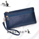 袋鼠新簡(jiǎn)約軟皮手拿錢(qián)包女士長(cháng)款大容量零錢(qián)鑰匙手機小包袋四季百搭潮 深藍