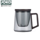JOKO高硼硅耐熱玻璃泡茶杯 木把手有蓋茶水分離茶隔 安全本色 斜把青靄本色x 450ml 1只