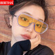 貝爾莎（bertha）太陽鏡男陳偉霆同款墨鏡女防紫外線大臉連體大框眼睛夜視護(hù)目鏡潮 透明框透黃