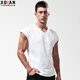 續點(diǎn)背心男 寬松無(wú)袖坎肩 夏季男士運動(dòng)健身跑步純棉寬肩白色無(wú)袖背心 寬肩毛邊款-白色 XL （150-165斤）寬松型