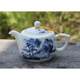 陶瓷 青花 帶濾網(wǎng) 小號 茶壺 功夫茶具泡茶壺單壺 400ml家用荼具荼杯荼具陶罐煲湯 青花山水鼓壺