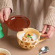 ezicok湯杯早餐杯麥片杯陶瓷水杯燕麥杯帶蓋杯酸奶杯大容量杯子可愛小熊 早餐杯【杯+蓋】-奶黃色