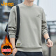 吉普（JEEP）衛衣男春秋季圓領(lǐng)長(cháng)袖T恤男士寬松休閑衣服男裝 駝色加絨 XL 