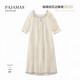 韓姿朵（Hanziduo）雙層紗布棉紗睡裙女春夏純棉麻短袖泡泡紗薄款寬松大碼睡衣家居裙 3220 M