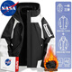 NASA RHUDE秋冬季外套男戶(hù)外運動(dòng)夾克三合一沖鋒衣加絨秋裝連帽潮流衣服 男-黑白 (三合一加絨內膽) 2XL (男140-160斤 女125-135斤)