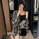 小野七天秋季新款防曬罩衫薄款襯衣外搭上衣格子襯衫開衫外套女 均碼