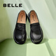 百麗（Belle）兩穿樂福鞋女商場同款圓頭英倫風(fēng)單鞋B2J1DAA4預(yù)售 黑色 37 (235mm)