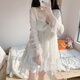 驍芬復古甜美宮廷風(fēng)蕾絲睡衣女春秋寬松韓版夏季吊帶睡裙家居服兩件套 套裝 L 95斤-115斤