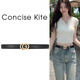CONCISE KITE【真皮】頭層牛皮腰帶皮帶女士搭配西裝牛仔褲連衣裙裝飾輕奢品牌 黑色 110cm （帶寬2.4cm  可裁剪）