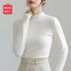 名創(chuàng)優(yōu)品（MINISO）半高領(lǐng)打底衫女秋冬季2024新款德絨內(nèi)搭長(zhǎng)袖女上衣氣質(zhì)高級(jí)感女裝 【加絨半高領(lǐng)】白色 S 155  (名創(chuàng)優(yōu)品品質(zhì)保證)