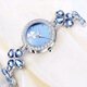 世紀約定 韓版時(shí)尚潮流手表女幸運四葉草手鐲手鏈表女生小巧精致A-4-10 藍色