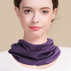嬈蝶 秋冬真絲保暖圍脖女桑蠶絲針織加厚套頭脖套百搭假領(lǐng)子脖圈 深紫 均碼