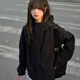 DALEY MODE秋冬女士外套2025新款戶外防風(fēng)保暖加厚秋冬高級感秋季女裝外套 黑色 雙層內(nèi)里 薄款 M 75-95斤