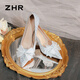 ZHR高跟鞋女氣質(zhì)蝴蝶結尖頭婚鞋子女閃耀浪漫細跟女鞋 BQ122 銀色 37