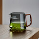 美斯尼 玻璃公道杯加茶漏一體式分茶器泡茶器綠茶杯功夫茶具配件 月牙杯 墨色