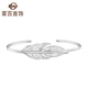 菜百首飾 銀飾品 S925銀簡約時尚銀鑲鋯石羽毛手鐲 定價 YS 七夕禮物 S925銀手鐲