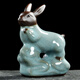 fw十二生肖擺件陶瓷豬狗雞猴羊蛇龍兔虎牛鼠馬屬相飾品家居哥窯青瓷茶桌茶寵擺件小工藝品桌面擺設 兔(哥窯)