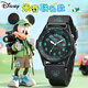 迪士尼（Disney）兒童手表6-12歲小學(xué)生男孩生日禮物機械防水只看時(shí)間 米奇日歷款-熒光黑