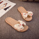 熙慕萊拖鞋女夏亞麻拖鞋女士家居鞋棉麻涼拖鞋女室內四季厚底 33款米白色(女鞋) 25(37-38碼)