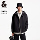 杰克·瓊斯（JACK&JONES）25年男裝秋季短款防風(fēng)衣男抗沾濕外套連帽保溫寬松戶外夾克登山服 E40黑色 3XL