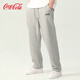 可口可樂（Coca-Cola）休閑褲男夏季冰絲衛(wèi)褲情侶寬松直筒長褲 灰色常規(guī) L