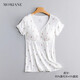 Mom Jane哺乳短袖t恤孕婦上衣春秋薄款免穿內衣產(chǎn)后喂奶月子服家居服睡衣 白印小熊-附贈罩杯-天絲莫代爾 L
