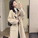 多菲尼森 牛角扣呢子大衣女中長(cháng)款2024新款秋冬季韓系寬松小個(gè)子毛呢外套 牛角扣大衣米白色 【S碼40/50kg】
