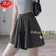 浪莎芭蕾風(fēng)休閑短褲女夏季寬松熱褲高腰顯瘦運動(dòng)百褶闊腿米呢五分裙褲 深灰 L 111-125斤