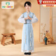 歐育兒童漢服學(xué)生國(guó)學(xué)服男女童三字經(jīng)夏裝節(jié)日演出服書童套裝 B2228  天藍(lán) 120 【建議身高115-125cm】